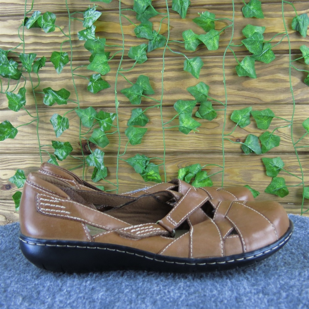 Clarks Women Ashland Spin Q Flat Brown Leather Sz‎ 6 Medium Gently Used 2025 - Picture 3 of 6